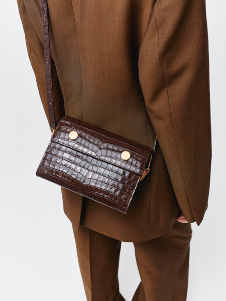 RSVP | Bag - Duo - Embossed Croc Chocolate – RSVP Paris