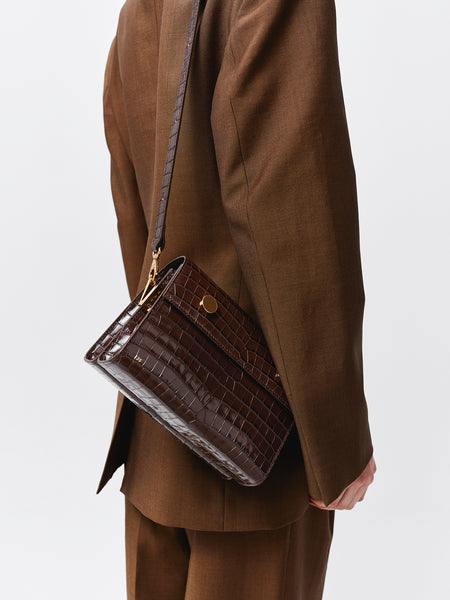 RSVP | Bag - Duo - Embossed Croc Chocolate – RSVP Paris