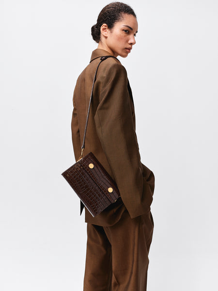 RSVP | Bag - Duo - Embossed Croc Chocolate – RSVP Paris