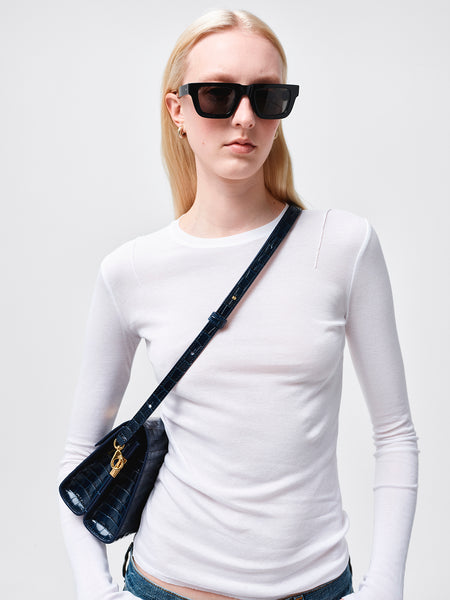 RSVP | Bag - Duo - Embossed Croc Navy – RSVP Paris