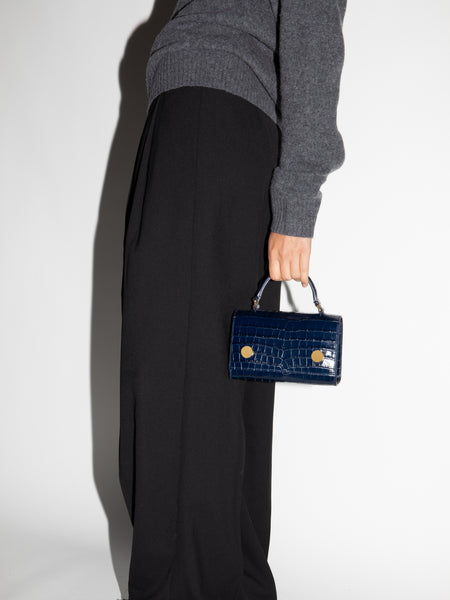 Munchkin in Embossed Navy Croc calfskin – RSVP Paris