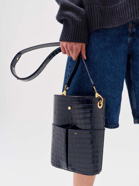 Low Five in Embossed croc Navy – RSVP Paris