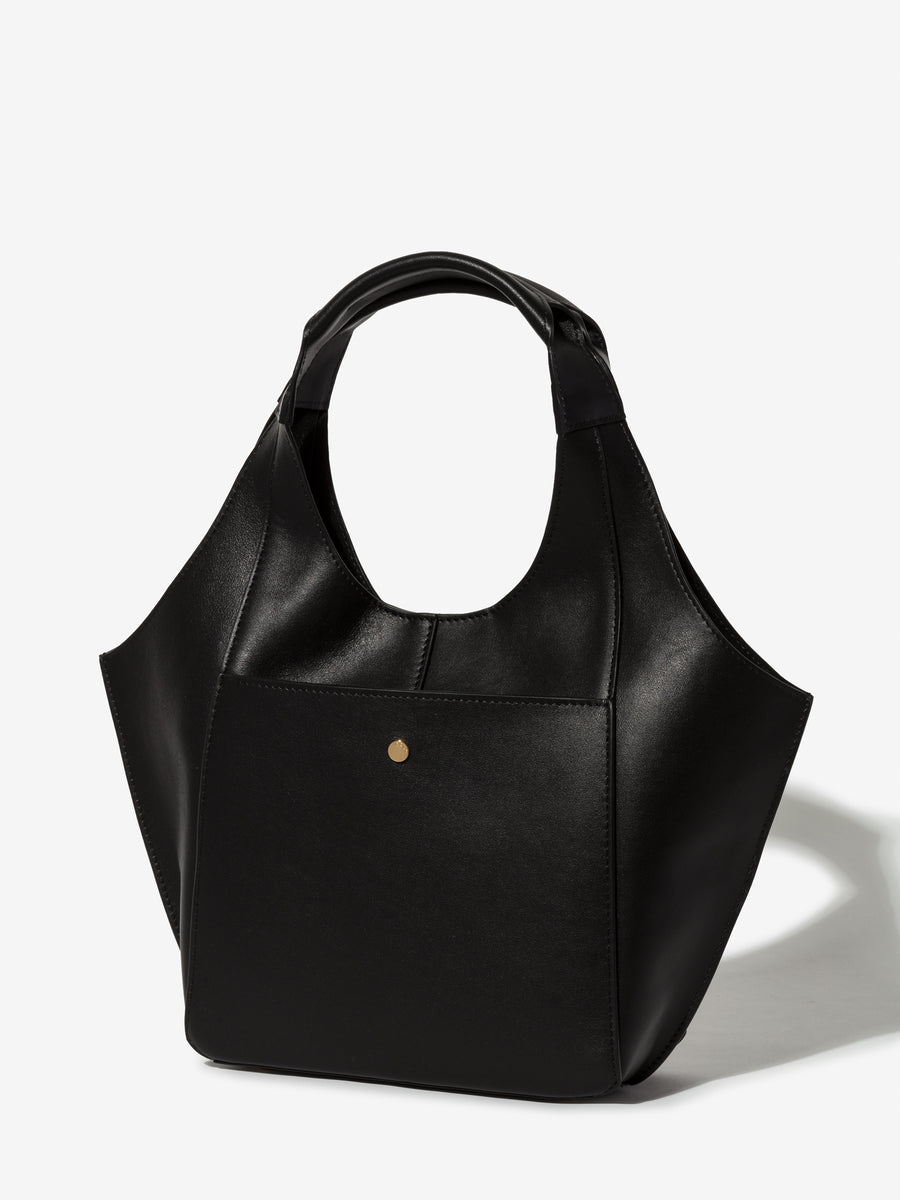 Parachute Mini in smooth black calfskin – three-quarter view